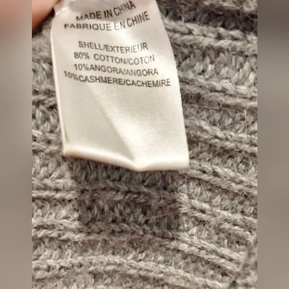 Theory Cashmere Blend Gray Ribbed Funnel Neck Cardigan Sweater Medium Cozy Luxe - Picture 4 of 9